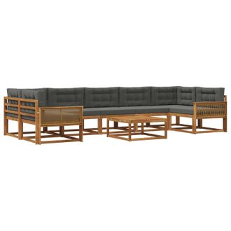 vidaXL Conjunto De Sof&aacute;s De Exterior 8 Pcs Natural Y Antracita Vidaxl