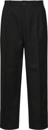 Golden Goose Straight Trousers, male, Black, M, Black Wool Blend Wide Leg Trousers