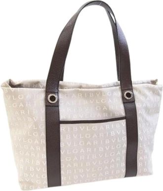 Bulgari Pre-owned Vintage Tote Bag - Dames - Vintage Shopper - Beige - ONE Size - Leer - Vintage