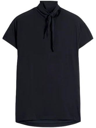 Christophe Lemaire Short Sleeve Foulard Top with Tied Scarf Detail