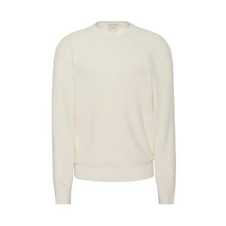 Calvin Klein Round-neck Knitwear, male, Beige, Size: L Textured Relaxed Sweater