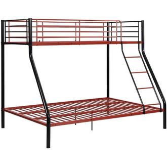 Vente-Unique Vente-unique - Letto a castello 90 e 140 x 190 cm Acciaio Nero e Rosso - elevatio iv
