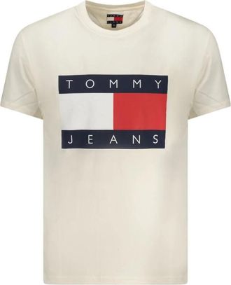 Tommy Hilfiger Bianco Cotton T-Shirt - Heren - T-shirts - Beige - L - Katoen - Tops