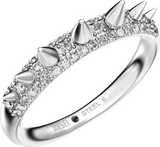 Diesel Stainless Steel Band Ring - Rings - Unisex - Silver