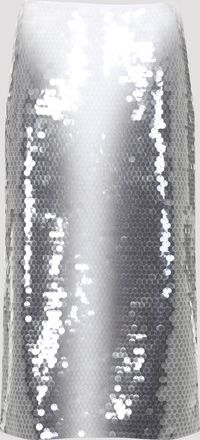 Max Mara Womens Toano Sequined Skirt - Silver Elastane - Size X-Small