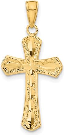 Diamond2Deal 10k Yellow Gold Diamond-cut Beveled Edges Cross Pendant