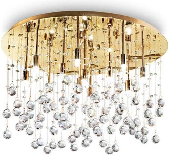 Ideal Lux Ideal Lux - Moonlight - L&aacute;mpara Colgante De Techo Semi Empotrada Grande Con 12 Luces, Oro, G9