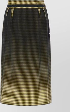 Maison Margiela high waist checked midi skirt knot detail