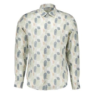 Eton Geometric Print Linnen Overhemd - Heren - Casual Overhemden - Veelkleurig - L - Linnen - Overhemden
