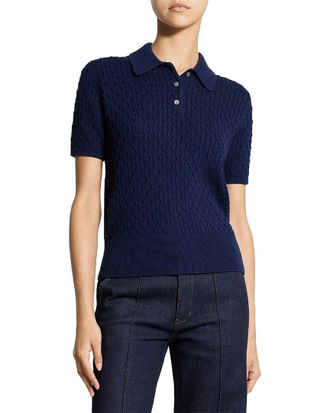Theory Textured Cable Polo Sweater
