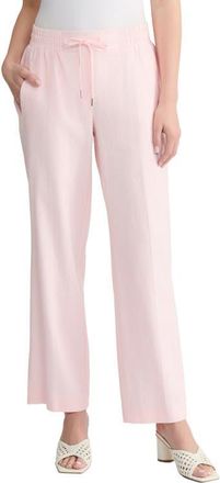 Jones New York Drawstring Waist Linen Blend Pants in Petal Pink at Nordstrom, Size Large