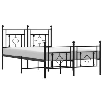 Berkfield Home Metal Bed Frame without Mattress with Footboard Black 120x190cm | Size: 120x190 cm