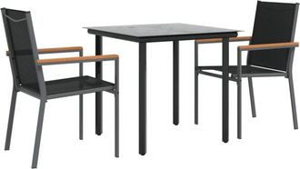 vidaXL Vidaxl - Juego De Comedor Para Jard&iacute;n 3 Piezas Acero Y Textilene Negro