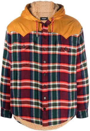 Dsquared2 check-pattern hooded jacket - men - Polyester/Cotton/Polyester/Other fibres/Polyamide/Acrylic - M