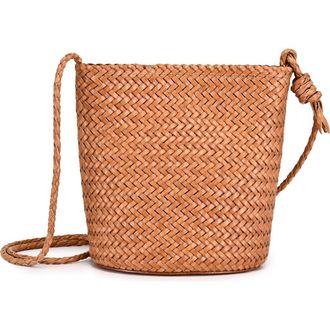 OLD TREND Reed Genuine Leather Woven Barrel Crossbody Bag in Tan at Nordstrom