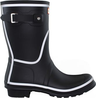 Hunter Short Reflective Outline Womens Black Wellington Boots Rubber - Size UK 3