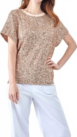 Insight Sequin T-Shirt Top In Gold