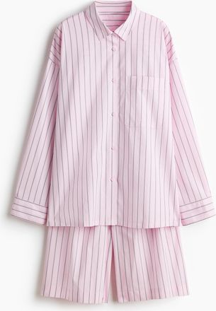 H&M Baumwollpyjama - Hellrosa/Gestreift