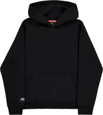 Alpha Industries Hoodie met achterprint en zak - Heren - Hoodies - Zwart - L - Katoen - Hoodies & sweatvesten