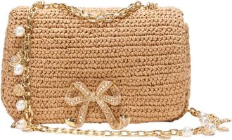 Self Portrait Selbstportr&auml;t Raffia Bow Crossbody Tasche