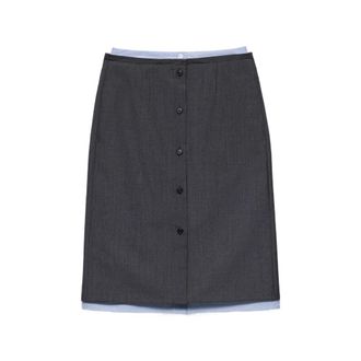 Prada Light Mohair And Chambray Skirt