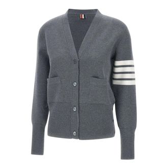 Thom Browne Cardigans, female, Gray, Size: XS 4-Bar Classic V-Neck Cardigan