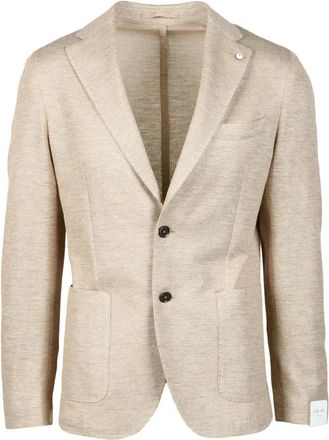 L.B.M. 1911 Linnen Katoenen Jas - Heren - Blazers - Beige - XL - Katoen - Jassen