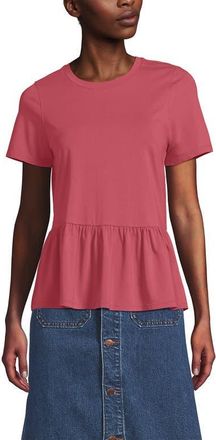 Lands End Short Sleeve Lightweight Jersey Crew Neck Peplum Tee in Soft Mojave Rose at Nordstrom, Size Medium