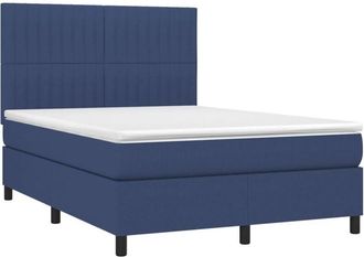 vidaXL Cama Box Spring Con Colch&oacute;n Tela Azul 140x190 Cm Vidaxl