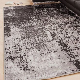 Kukoon Black White Abstract Soft Chenille Washable Living Room Area Rug | Size: 200 cm x 290 cm