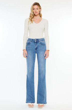 Kancan Onyx Essentials Ultra High Rise Wide Flare Jeans in Medium Wash at Nordstrom, Size 24