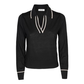 KANGRA Truien & Vesten, Dames, Zwart, M, Wol, Polo met V-hals