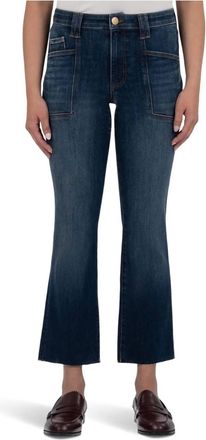 Kut from the Kloth Kelsey High Rise Flare Front Pockets Inset Raw Hem Jean In Precocious