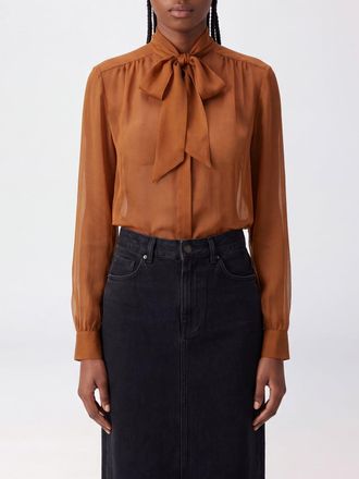 Lardini Sheer Viscose Blouse with Pussy-Bow Collar and Concealed Fastening