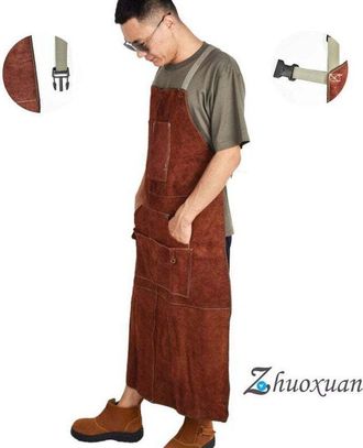 OEM Delantal De Soldadura De Cuero Profesional, De Piel De Vaca Gruesa, Resistente Al Desgaste, Aislante T&eacute;rmico, Antiescaldaduras Y Ign&iacute;fugo