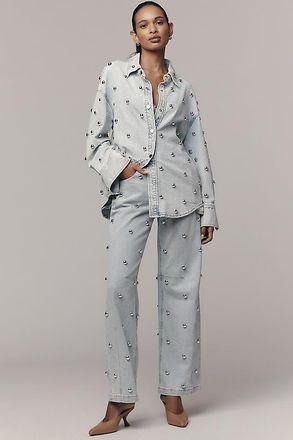 Avec Les Filles Avec Le Filles High-Rise Studded Tapered Jeans