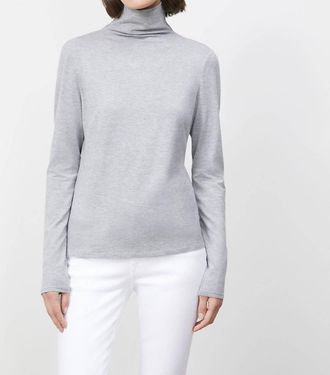 Lafayette 148 New York Nouveau Jersey Turtleneck Top In Nickel Melange