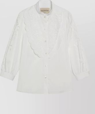 Valentino shirt sangallo embroidery long sleeves collar