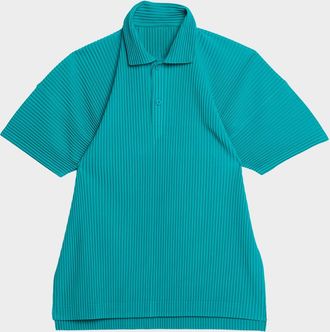 Homme Plissé Issey Miyake Mens Pleated Polo Shirt