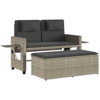 vidaXL Panca Reclinabile Giardino con Cuscini Grigio Chiaro Polyrattan - Vidaxl