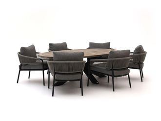 Bellagio la vita attrattiva Bellagio Nova Siri /ROUGH-Y Ellips 240cm low dining tuinset 7-delig
