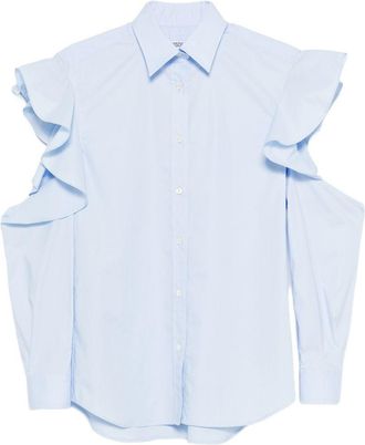 Moschino Light Blue Ruffle Cut-Out Top