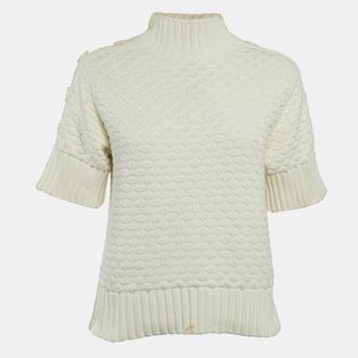See By Chlo&eacute; See by Chloe Cream Patterned Knit Turtleneck Sweater S