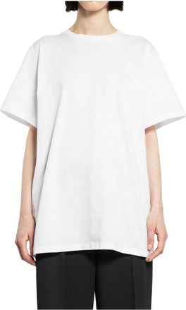 Max Mara T-Shirts, female, White, Size: L Embroidered Monogram Oversized Tee