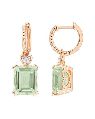 Rina Limor Rose Gold Over Silver Green Quartz Heart Earrings