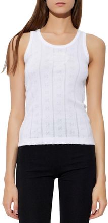 Ganni White Round Neck Top