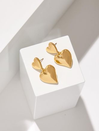 Talbots Soft Hearts Drop Earrings - Gold - 001 Talbots