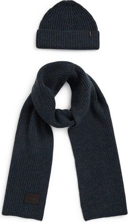 Vince Shaker Knit Cuffed Beanie & Scarf Set in Blue/Grey at Nordstrom Rack