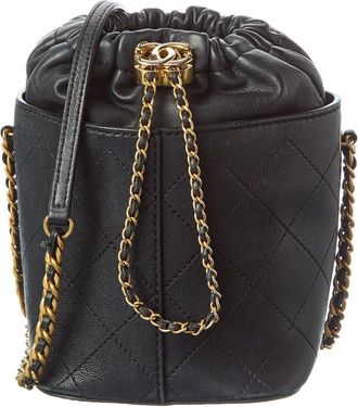 Chanel Black Caviar Lambskin Leather Caviar Bucket Drawstring Bag (Authentic Pre-Loved)
