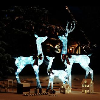 vidaXL Furniture Limited - Figuras Familia De Renos De Navidad Blanco Y